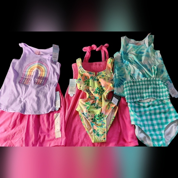 Cat &Jack NWT Girls Size Small Swimwear and Outfits Lot. 6pcs. Retails For $69 - Picture 1 of 7